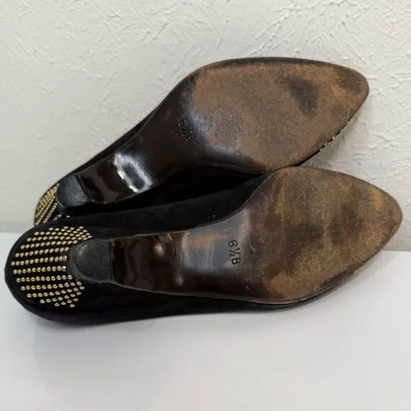 Vintage Escada Black Suede Studded Low-Heel Pumps Size 6.5 VGUC - Picture 6 of 6